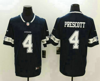 Men's Dallas Cowboys #4 Dak Prescott Navy Blue 2017 Vapor Untouchable Stitched NFL Nike Limited Jersey