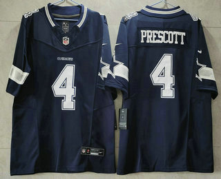 Men's Dallas Cowboys #4 Dak Prescott Navy Blue 2023 FUSE Vapor Untouchable Stitched Jersey