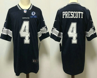 Men's Dallas Cowboys #4 Dak Prescott Navy Blue 60th Seasons Patch Vapor Untouchable Stitched NFL Nike Limited Jersey