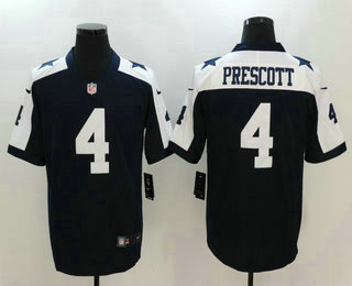 Men's Dallas Cowboys #4 Dak Prescott Navy Blue Thanksgiving 2017 Vapor Untouchable Stitched NFL Nike Limited Jersey