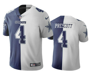 Men's Dallas Cowboys #4 Dak Prescott Navy White Two Tone Vapor NFL Nike Limited Jersey