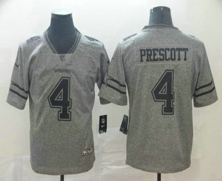 Men's Dallas Cowboys #4 Dak Prescott Nike Gray Gridiron 2018 Vapor Untouchable NFL Gray Limited Jersey