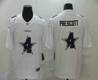 Men's Dallas Cowboys #4 Dak Prescott White 2020 Shadow Logo Vapor Untouchable Stitched NFL Nike Limited Jersey