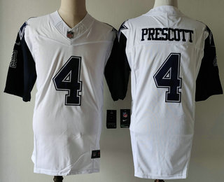 Men's Dallas Cowboys #4 Dak Prescott White FUSE Vapor Thanksgiving Limited Stitched Jersey