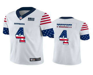 Men's Dallas Cowboys #4 Dak Prescott White Independence Day Stars & Stripes Jersey