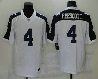 Men's Dallas Cowboys #4 Dak Prescott White Thanksgiving 2017 Vapor Untouchable Stitched NFL Nike Limited Jersey