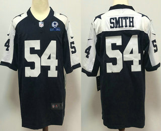 Men's Dallas Cowboys #54 Jaylon Smith Blue Thanksgiving 60th Seasons Patch Vapor Untouchable Stitched NFL Nike Limited Jersey