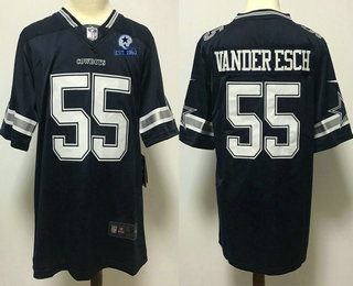 Men's Dallas Cowboys #55 Leighton Vander Esch Navy Blue 60th Seasons Patch Vapor Untouchable Stitched NFL Nike Limited Jersey