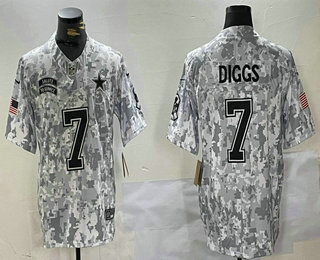 Men's Dallas Cowboys #7 Trevon Diggs Arctic Camo 2024 FUSE Salute to Service Limited Stitched Jersey