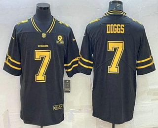 Men's Dallas Cowboys #7 Trevon Diggs Black Gold Edition With 1960 Patch Limited Stitched Football Jersey