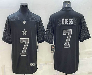 Men's Dallas Cowboys #7 Trevon Diggs Black Reflective Limited Stitched Football Jersey