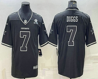 Men's Dallas Cowboys #7 Trevon Diggs Black With 1960 Patch Limited Stitched Football Jersey