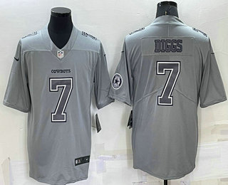 Men's Dallas Cowboys #7 Trevon Diggs LOGO Grey Atmosphere Fashion 2022 Vapor Untouchable Stitched Nike Limited Jersey