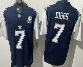 Men's Dallas Cowboys #7 Trevon Diggs Limited Navy Throwback FUSE Vapor Jersey