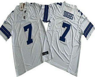 Men's Dallas Cowboys #7 Trevon Diggs Limited White FUSE Vapor Jersey
