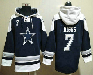 Men's Dallas Cowboys #7 Trevon Diggs Navy Blue Ageless Must Have Lace Up Pullover Hoodie