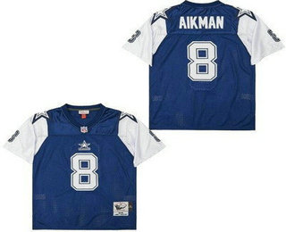 Men's Dallas Cowboys #8 Troy Aikman Navy 1995 Throwback Jersey