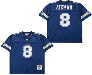 Men's Dallas Cowboys #8 Troy Aikman Navy 1996 Throwback Jersey
