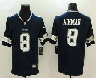 Men's Dallas Cowboys #8 Troy Aikman Navy Blue 2017 Vapor Untouchable Stitched NFL Nike Limited Jersey