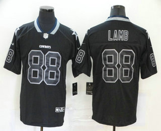 Men's Dallas Cowboys #88 CeeDee Lamb 2020 Black Lights Out Color Rush Stitched NFL Nike Limited Jersey