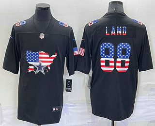 Men's Dallas Cowboys #88 CeeDee Lamb 2022 USA Map Fashion Black Color Rush Stitched Nike Limited Jersey