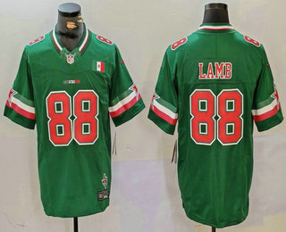 Men's Dallas Cowboys #88 CeeDee Lamb 2024 Mexico Green FUSE Stitched Jersey