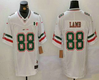 Men's Dallas Cowboys #88 CeeDee Lamb 2024 Mexico White FUSE Stitched Jersey