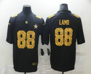 Men's Dallas Cowboys #88 CeeDee Lamb Black 2020 Nike Flocked Leopard Print Vapor Limited NFL Jersey