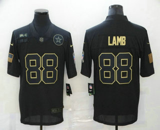 Men's Dallas Cowboys #88 CeeDee Lamb Black 2020 Salute To Service Stitched NFL Nike Limited Jersey