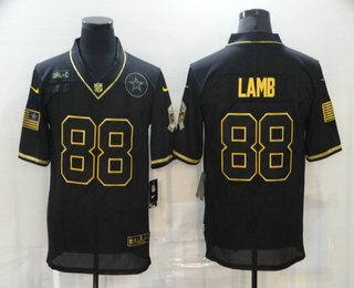 Men's Dallas Cowboys #88 CeeDee Lamb Black Gold 2020 Salute To Service Stitched NFL Nike Limited Jersey