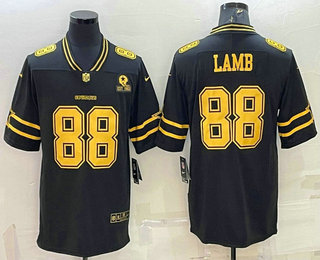 Men's Dallas Cowboys #88 CeeDee Lamb Black Gold Edition With 1960 Patch Limited Stitched Football Jersey