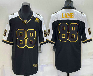 Men's Dallas Cowboys #88 CeeDee Lamb Black Gold Thanksgiving With Patch Stitched Jersey