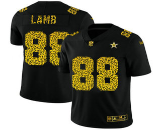 Men's Dallas Cowboys #88 CeeDee Lamb Black Nike Leopard Print Fashion Vapor Limited NFL Jersey