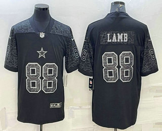 Men's Dallas Cowboys #88 CeeDee Lamb Black Reflective Limited Stitched Football Jersey