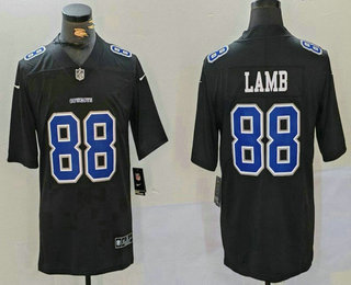 Men's Dallas Cowboys #88 CeeDee Lamb Black Throwback Vapor Limited Stitched Jersey