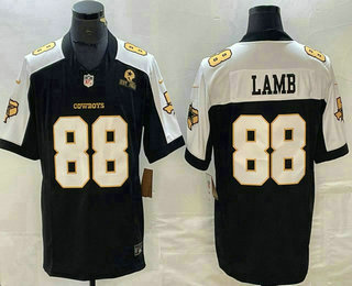 Men's Dallas Cowboys #88 CeeDee Lamb Black Gold Thanksgiving FUSE Vapor Limited Stitched Jersey