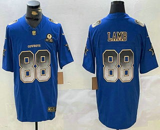 Men's Dallas Cowboys #88 CeeDee Lamb Blue Smoke Fashion FUSE Jersey