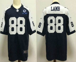 Men's Dallas Cowboys #88 CeeDee Lamb Blue Thanksgiving 60th Seasons Patch Vapor Untouchable Stitched NFL Nike Limited Jersey