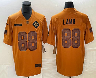 Men's Dallas Cowboys #88 CeeDee Lamb Brown 2023 Salute To Service Limited Stitched Jersey