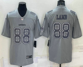 Men's Dallas Cowboys #88 CeeDee Lamb LOGO Grey Atmosphere Fashion 2022 Vapor Untouchable Stitched Nike Limited Jersey