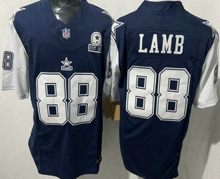 Men's Dallas Cowboys #88 CeeDee Lamb Limited Navy Throwback FUSE Vapor Jersey