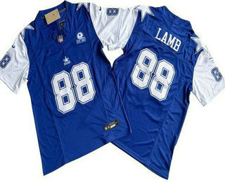 Men's Dallas Cowboys #88 CeeDee Lamb Limited Royal Throwback FUSE Vapor Jersey