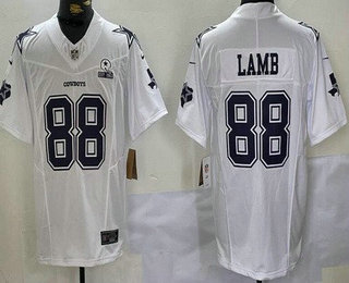 Men's Dallas Cowboys #88 CeeDee Lamb Limited White Est 1960 Patch FUSE Vapor Jersey