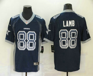 Men's Dallas Cowboys #88 CeeDee Lamb Navy Blue 2020 Fashion Drift Color Rush Stitched NFL Nike Limited Jersey