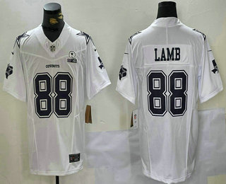 Men's Dallas Cowboys #88 CeeDee Lamb White 2024 FUSE With 1960 Patch Stitched Jersey