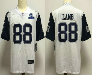 Men's Dallas Cowboys #88 CeeDee Lamb White 60th Seasons Patch Color Rush Stitched NFL Nike Limited Jersey