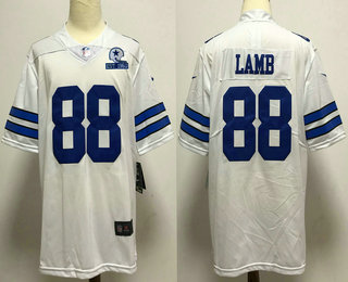 Men's Dallas Cowboys #88 CeeDee Lamb White 60th Seasons Patch Vapor Untouchable Stitched NFL Nike Limited Jersey