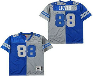 Men's Dallas Cowboys #88 Michael Irvin Blue Gray Split 1992 Throwback Jersey