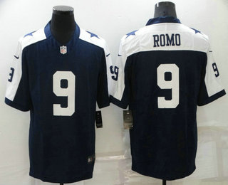 Men's Dallas Cowboys #9 Tony Romo Blue Thanksgiving 2021 Vapor Untouchable Stitched NFL Nike Limited Jersey