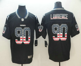 Men's Dallas Cowboys #90 Demarcus Lawrence 2018 USA Flag Fashion Black Color Rush Stitched Nike Limited Jersey